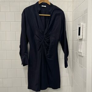 Sandro Deep Navy Short silk-linen like dress